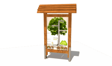 Playground
element from Hřiště hrou from Turnov, hand-made. Wooden educational
information panel with a roof graphic into tree crowns, made from acacia and
oak wood. Wooden
educational element, information panel with roof and graphics of tree crowns,
made from acacia and oak wood.