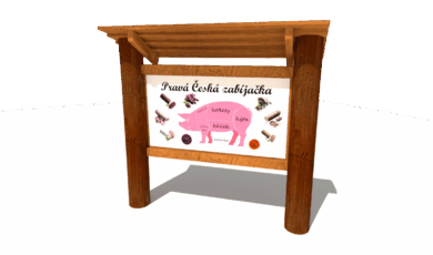 Playground
element from Hřiště hrou from Turnov, hand-made. Wooden educational
information panel, 'Czech pig slaughter', made from acacia and oak wood. Wooden
educational element, information panel, Czech pig slaughter, made from acacia
and oak wood.