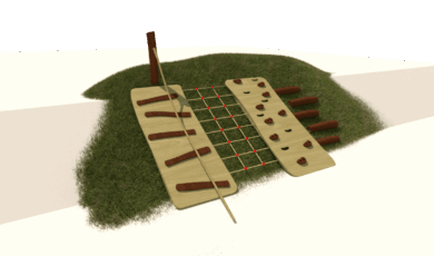 Children's
playground element from Hřiště hrou from Turnov, from Bohemian Paradise,
hand-made. Wooden slope set with climbing net and climbing wall, made from
acacia and oak wood. Slope
set with climbing net and climbing wall, made from acacia and oak wood.