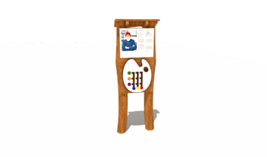 Playground
element from Hřiště hrou from Turnov, hand-made. Wooden educational
information panel 'painter with palette', made from acacia and oak wood. Wooden
educational element, information panel painter with palette, made from acacia
and oak wood.