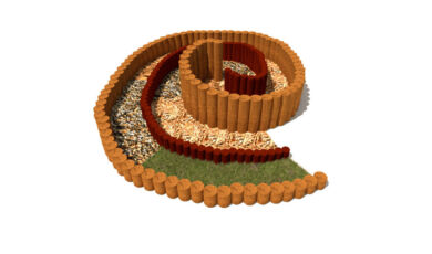 Playground
element from Hřiště hrou from Turnov, hand-made. Wooden educational element,
'spiral sensory path from poles', made from acacia and oak wood. Wooden
educational element, spiral sensory path made of poles, made of acacia and
oak wood.